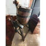 A 19th Century Oak Metal band Butter Churn.