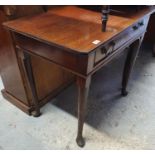 A 19th Century Georgian Mahogany Two Drawer Side Table with pad feet. 81 x 51 x 72cm.