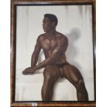 A pair of Oils on Canvas of a nude Male and Female. Signed W D Jones. LL. 61 x 76 cms.