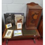 A Modern Coffee Table with a leather top along with a 19th Century Mahogany Locker.