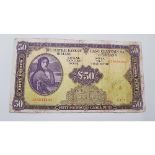A 1977 Lady Lavery £50 Bank Note in good condition.