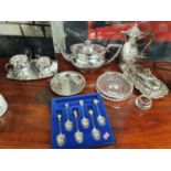 A really good quantity of Silver Plated Items to include a good Coffee Pot with embossed detail,