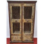 A good Painted Timber two door Cabinet with grilled front.116w x 45d x 204h cms.