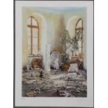 A signed Limited Edition Print after Aribas along with an exterior church scene after the same