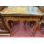 A really good 19th Century rosewood & kingwood fold over Card Table with brass mounts profusely