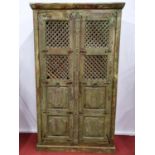 A good Painted Timber two door Cabinet with grilled front.113w x 43d x 206h cms.