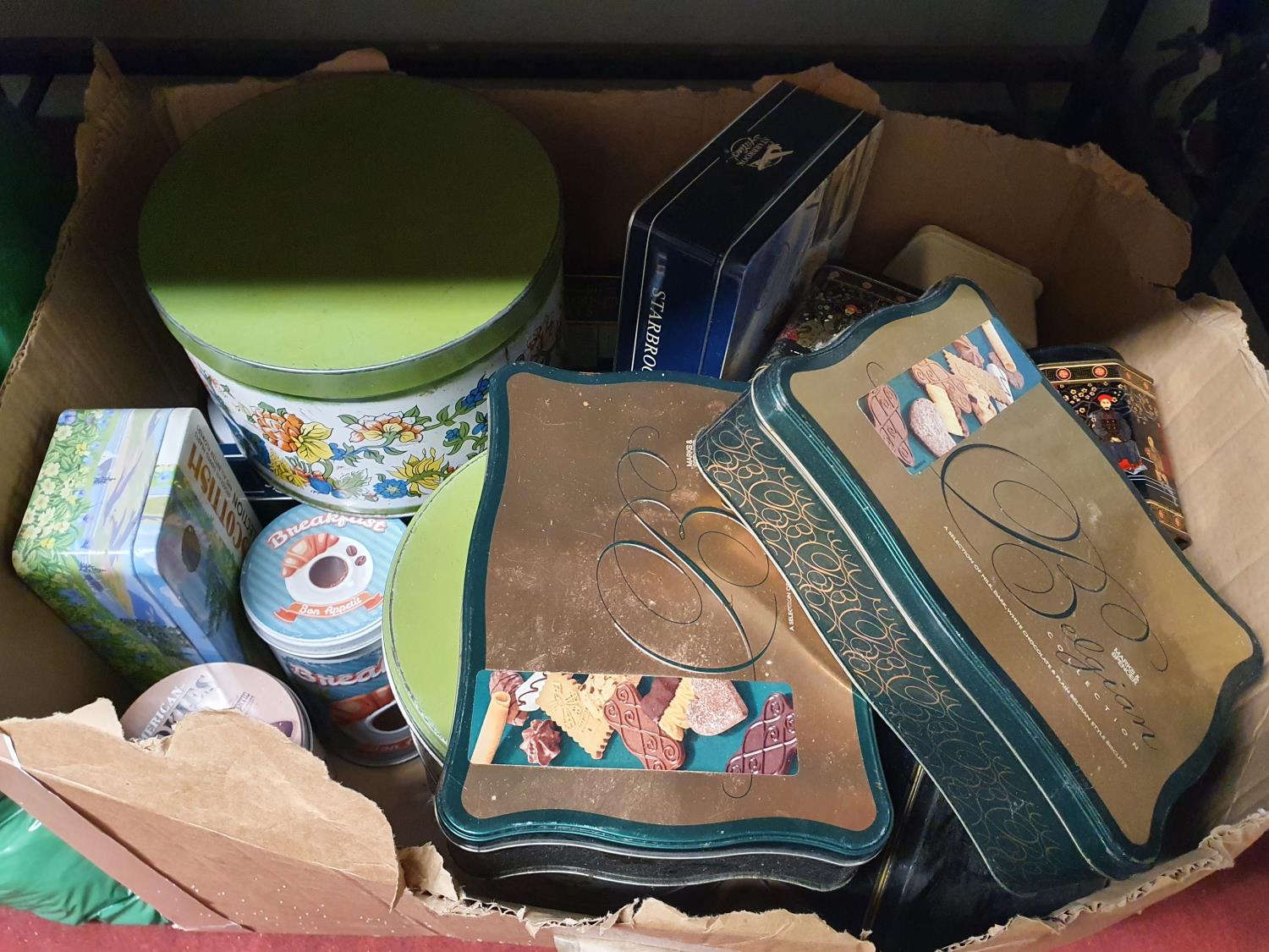 A quantity of vintage Tins, Cameras and Linen along with a box of music Scores etc. - Image 2 of 4