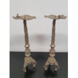 A pair of Silvered Candlesticks. H 38cm.