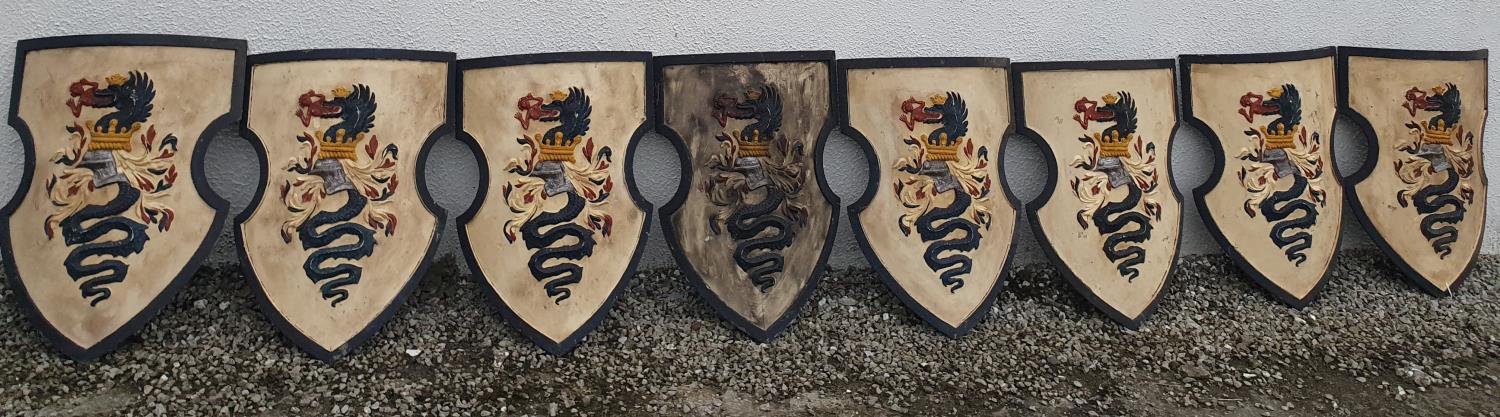 A selection of painted Shields from various TV programs.