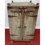 FLOKI'S HUT: An old Timber two door Cabinet.57w x 54d x 104h cms.