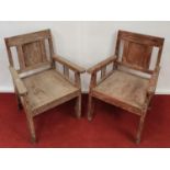 A good pair of 19th Century Limed Chairs.57w x seat h 36cms.