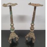 A pair of Silvered Candlesticks.39h cms.