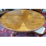 A really good mid 19th Century Walnut oval Supper/Loo Table with scissors movement pod, a burr