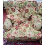 A good three seater Couch, Armchair and Stool in a floral pattern. By Finline Furniture.