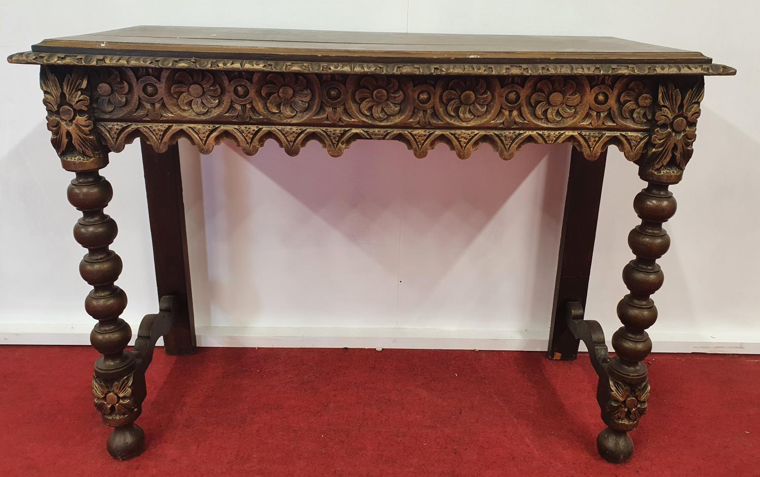 WESSEX-KING ECBERT CASTLE: A late 19th early 20th Century Painted Table.104w x 46d x 75h cms.