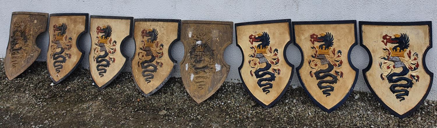 A selection of painted Shields from various TV programs.