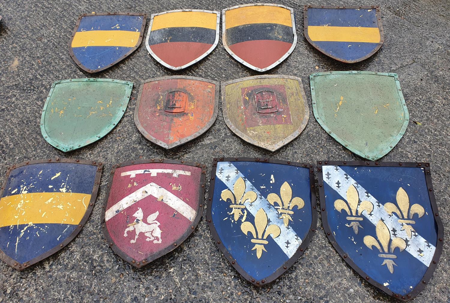 A selection of painted Shields from various TV programs.