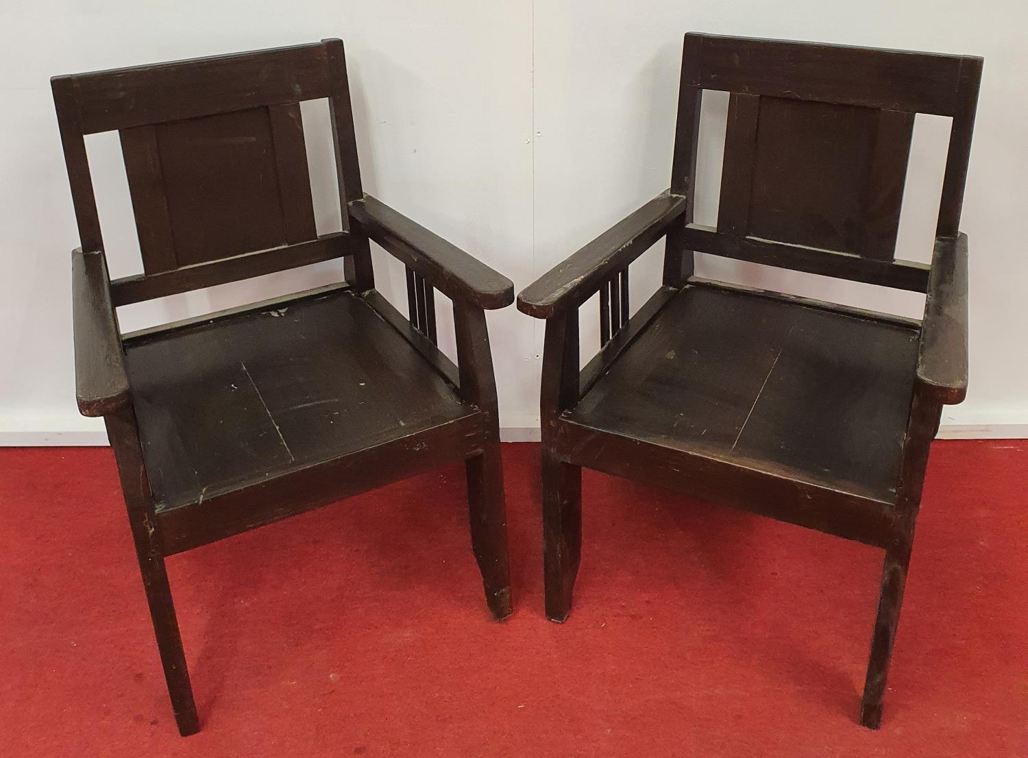 A pair of Timber Chairs.50w x seat h 36cms.