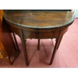 A late 19th Century Mahogany half moon foldover Card Table.90w x 45d x 78h cms.