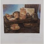 A signed Coloured Print 'Te O Cake' after Herrena Portal along with a signed Etching by Tievda and