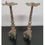 A pair of Silvered Candlesticks. 39h cms.