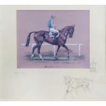 A Coloured Print of a 'Blood' racehorse by Daniel Crane
