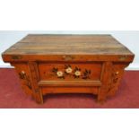 USED IN VARIOUS MARKETS AND STALL SCENES: A Timber market stall Table.74w x 48 x 38h cms.