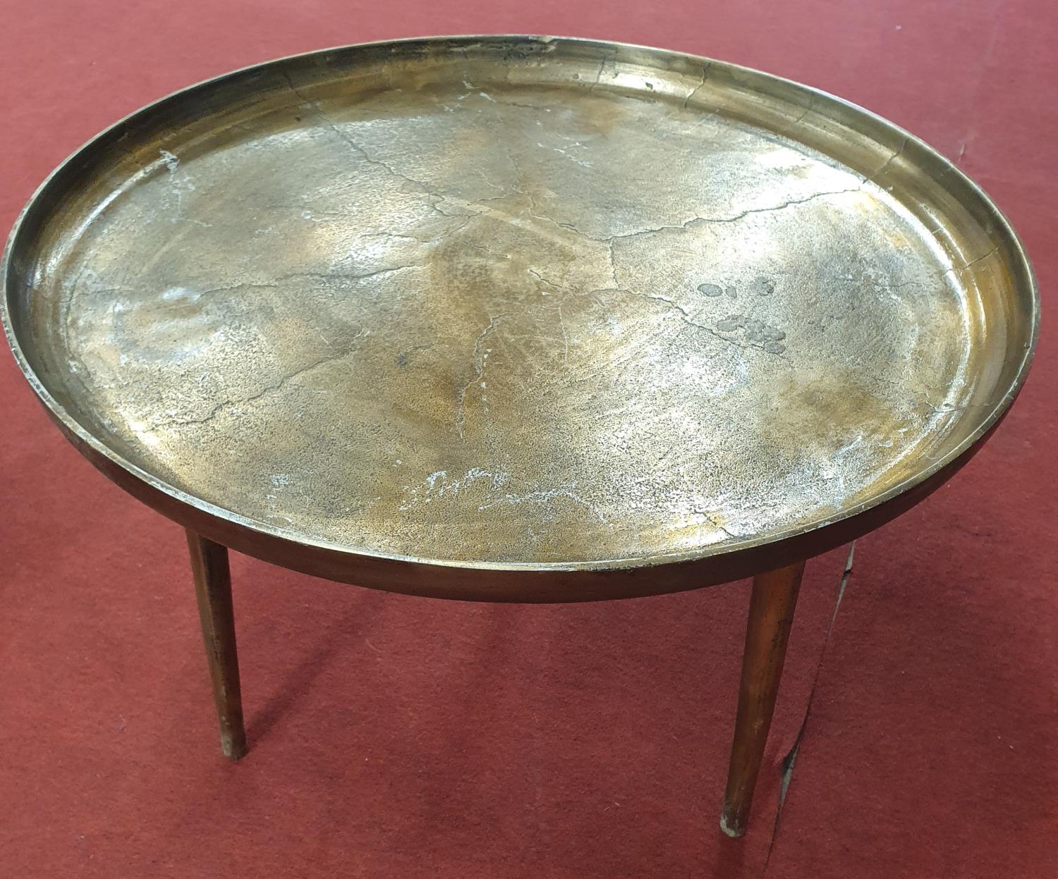 RUS PALACE-KIEV: A Circular Brass Table.66d x 46h cms.