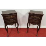 A pair of Painted Timber two drawer Side Tables.37w x 31 x 73h cms.
