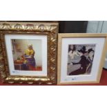 After the originals, Coloured Prints after Monet, Van Gogh, Vermeer and Lautrec. Well framed.