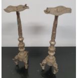 A pair of Silvered Candlesticks. 39h cms.