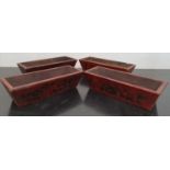 RUS: Four Timber Painted Trays.31w x 12 x 9h cms.