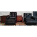 Two Leatherette easy Armchairs along with two lockers.