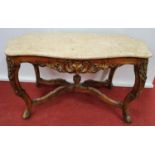 PARIS THRONE ROOM: A painted Table with a Marble top.109w x 67 x 62h cms.