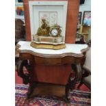 An early Victorian Mahogany marble topped Console Table with unusual crossbanded edge.