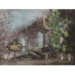 A Herrera Portal Limited Edition Etching of still life. Signed LR., along with a Manuel Zefra Estrop