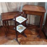 An early 20th Century mahogany Side Table, Folding cake Stand along with a nest of Tables.