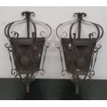 SILK ROAD: Three wall mounted Metal Lanterns.31w 54h cms.(Flat Back).