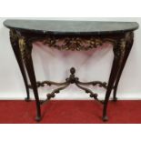 PARIS CASTLE: A 19th Century carved Timber and Gilt Side Table with Marbleised timber top.101w x 40d