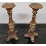 Two Gold Prickett Stands.42h cms.