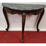 PARIS CASTLE: A 19th Century carved Timber and Gilt Side Table with Marbleised timber top.90w x