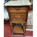 A late 19th Century Walnut single door Marble topped Side Table.44w x 42 x 87h cms.