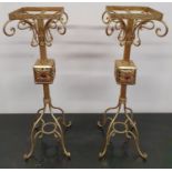 SILK ROAD: A pair of Metal Stands. 80h .Top 21x 21 cms.