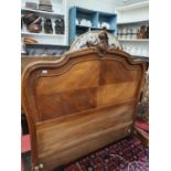 A 19th Century walnut Bed with carved & molded head and foot board.