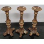 Three Gold Prickett Stands.41h cms.