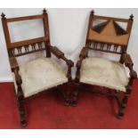 A pair of Timber Armchairs. 59w Seat 49h cms.