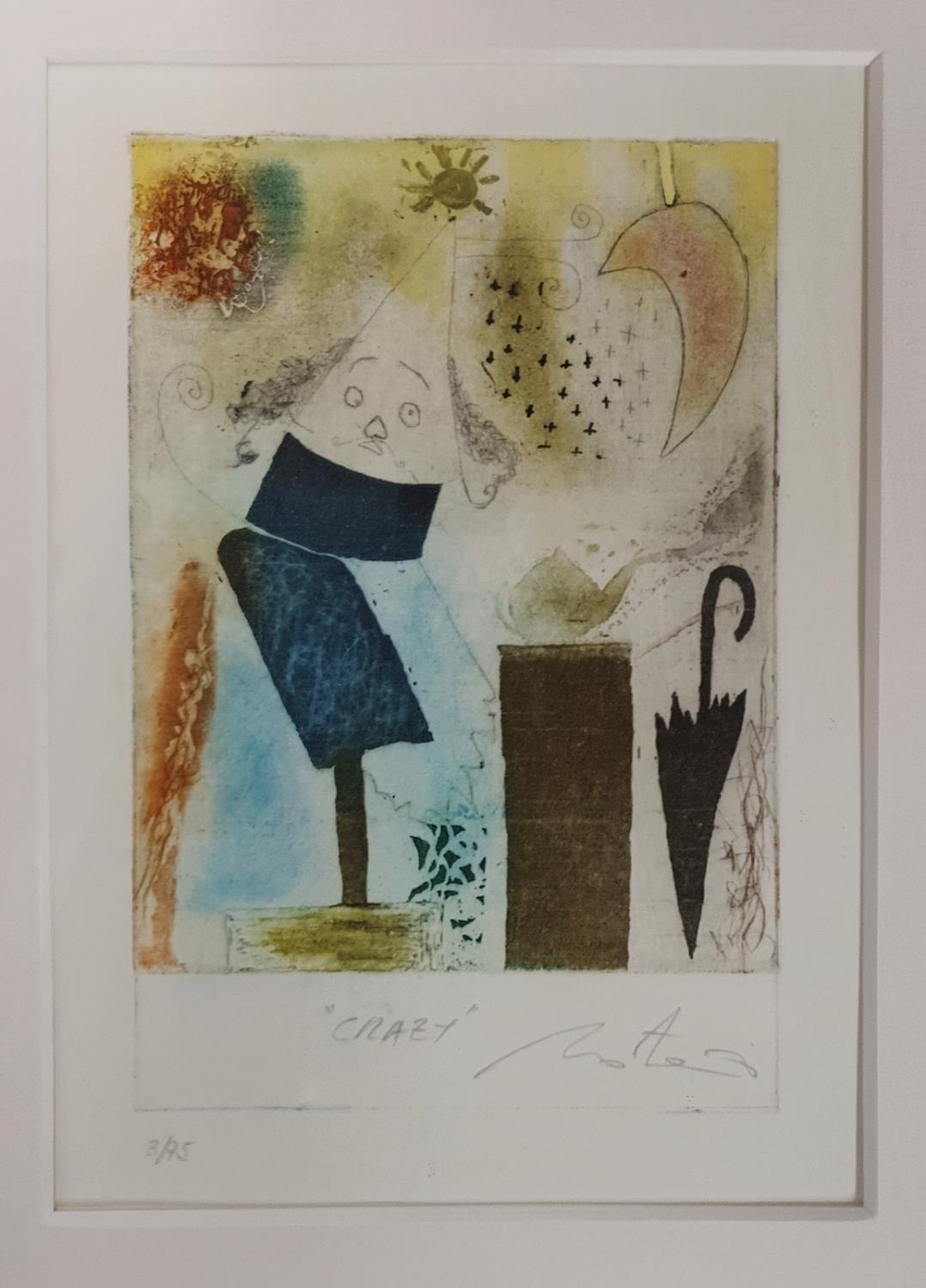 An Etching by Laura Boyd,a Coloured Print by Fare along with a signed Etching by Kabir.