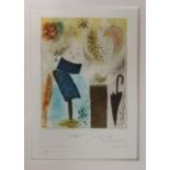 An Etching by Laura Boyd,a Coloured Print by Fare along with a signed Etching by Kabir.