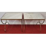 A pair of Metal Marble topped Tables.