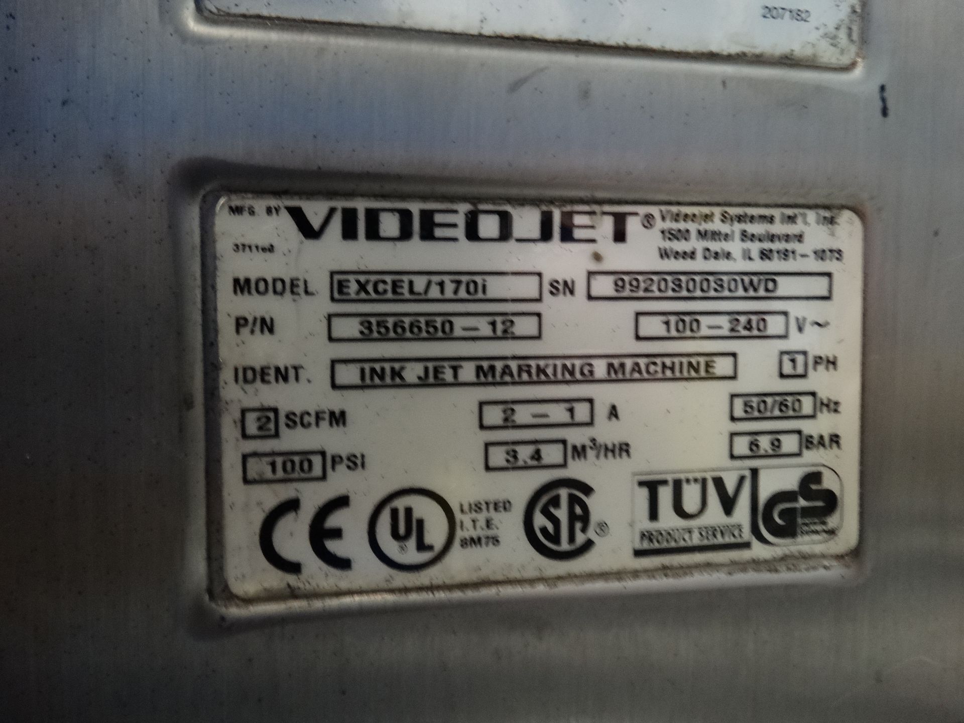 Videojet Excel 170i Ink Jet Marking Machine Coder H6657 - Image 6 of 6